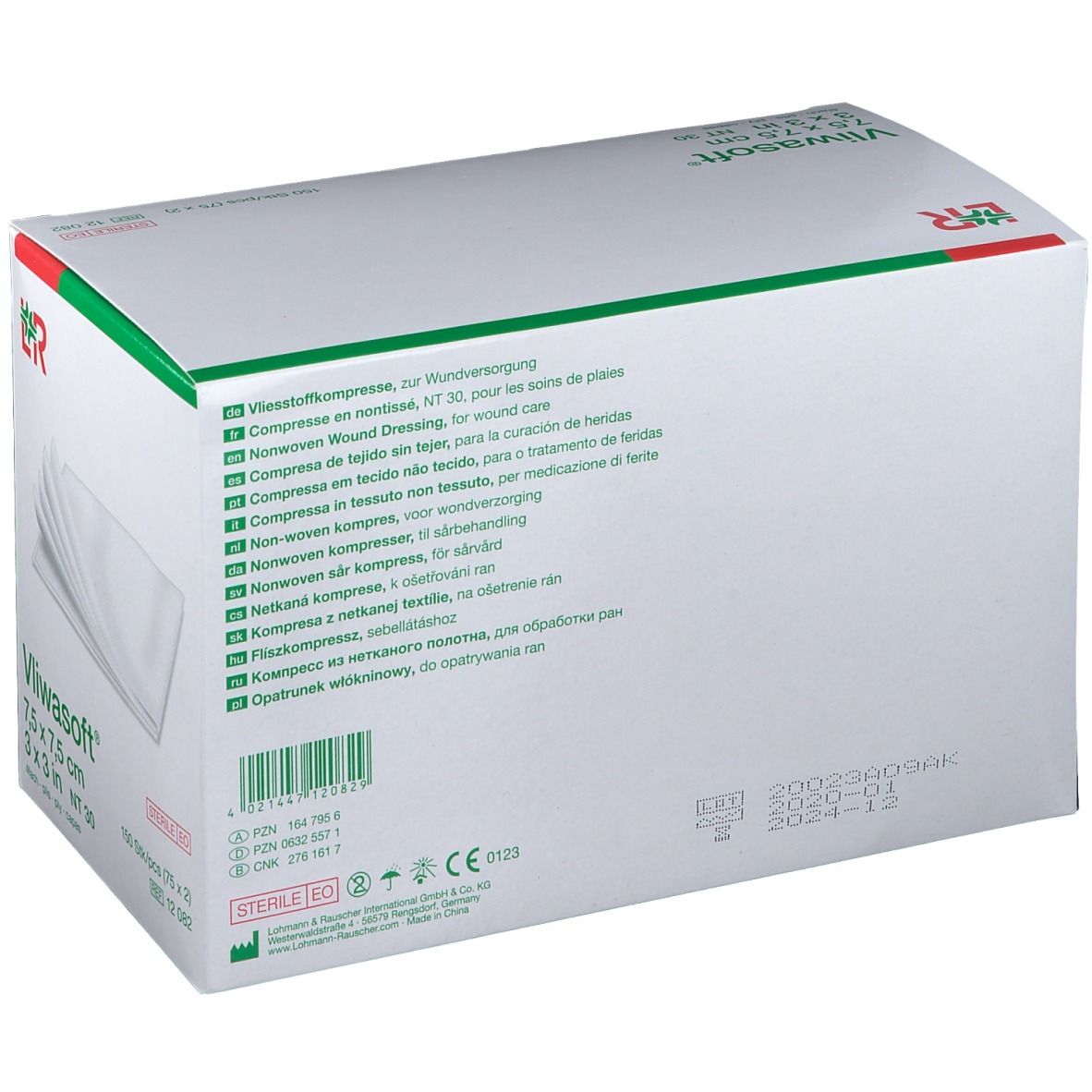 Vliwasoft® Vliesstoffkompresse 7,5 cm x 7,5 cm 4lagig steril