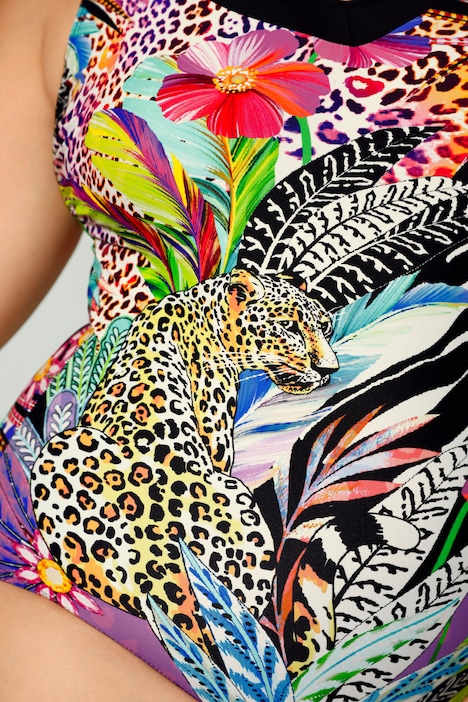 Badeanzug, Softschalen, Animalprint, tiefer Rückenausschnitt