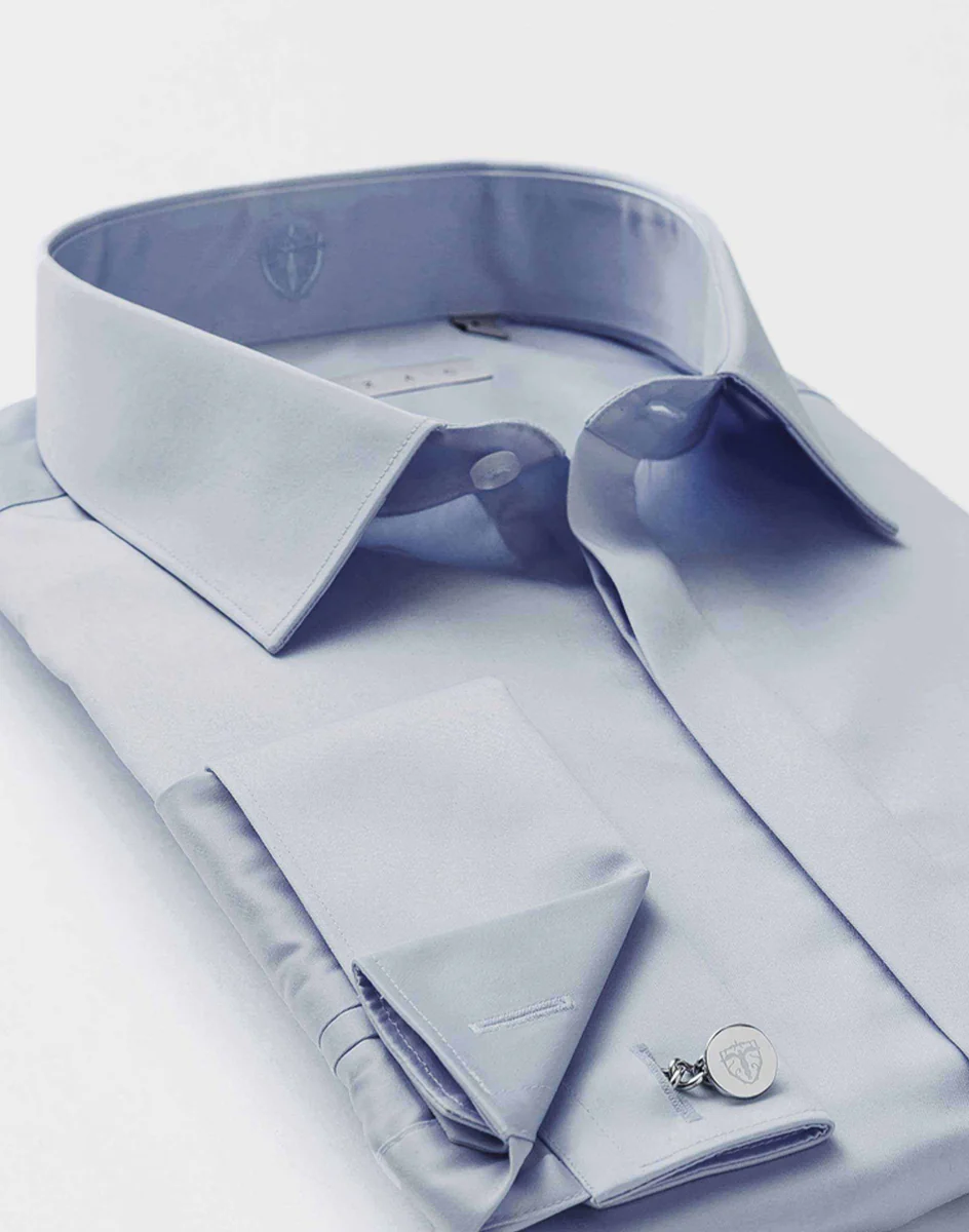Chemise Satin Slim Ciel