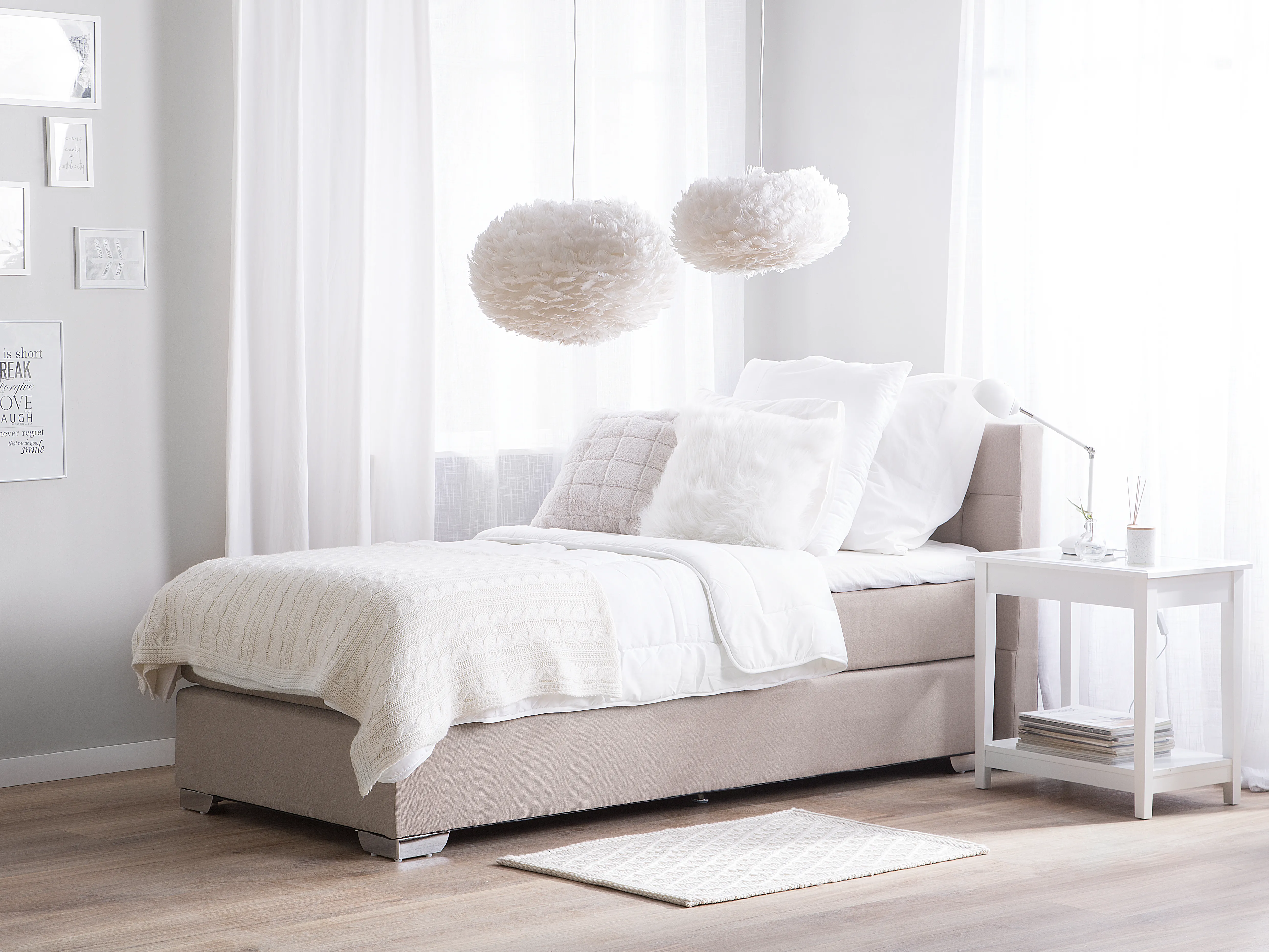 Boxspring Stof ADMIRAL 90 x 200 cm Zandbeige