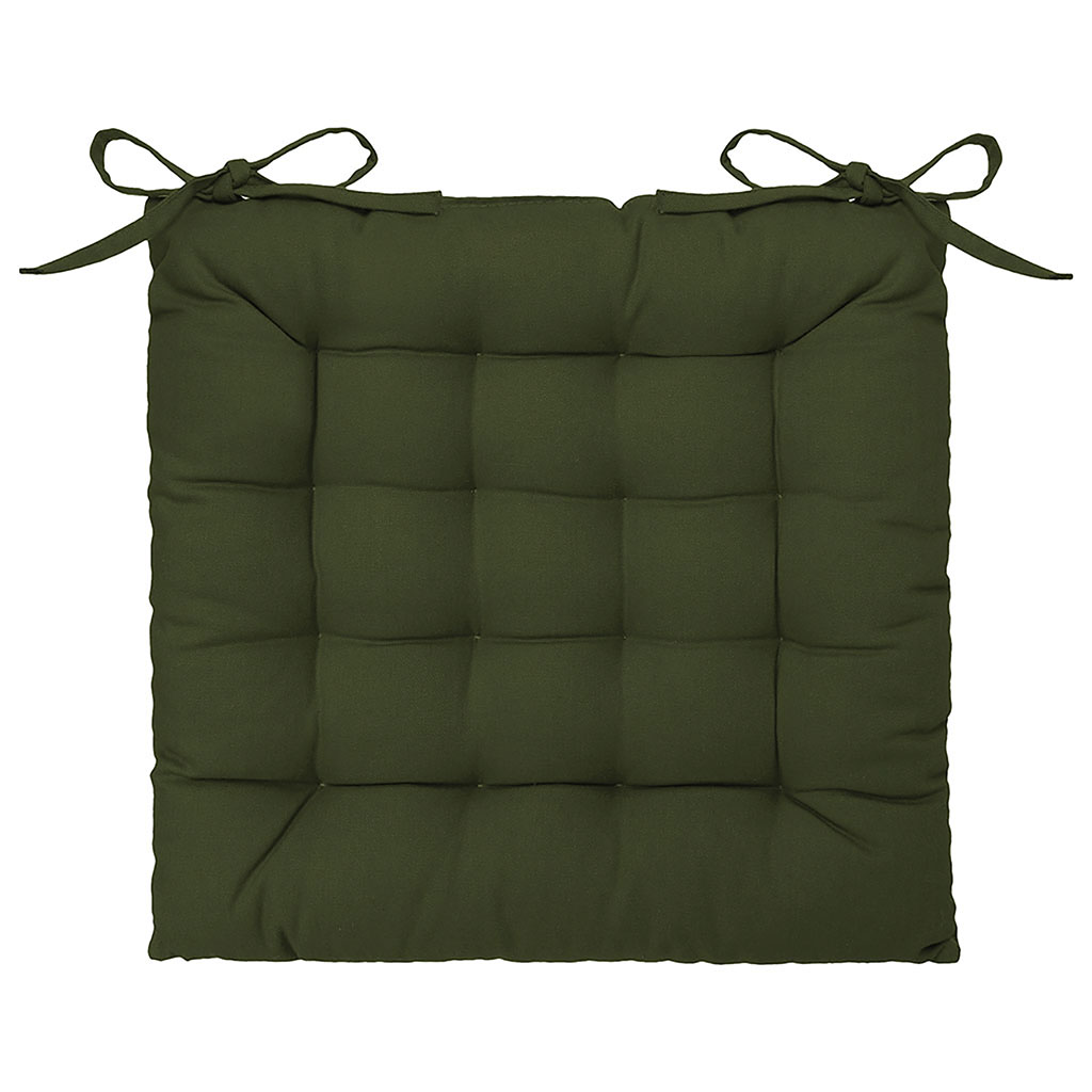 Galette de chaise coton kaki 38x38cm