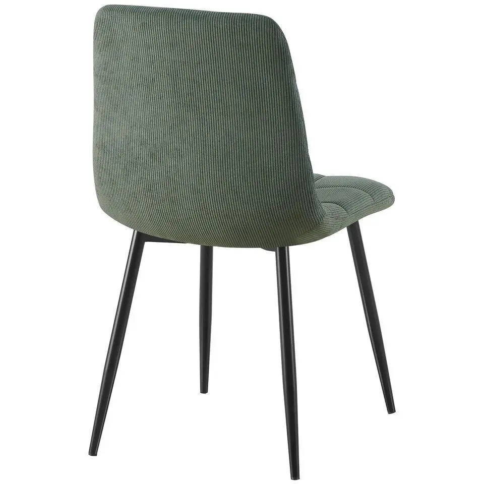 CLP Eetkamerstoel Antibes zwart Frame - Ribstof - groen