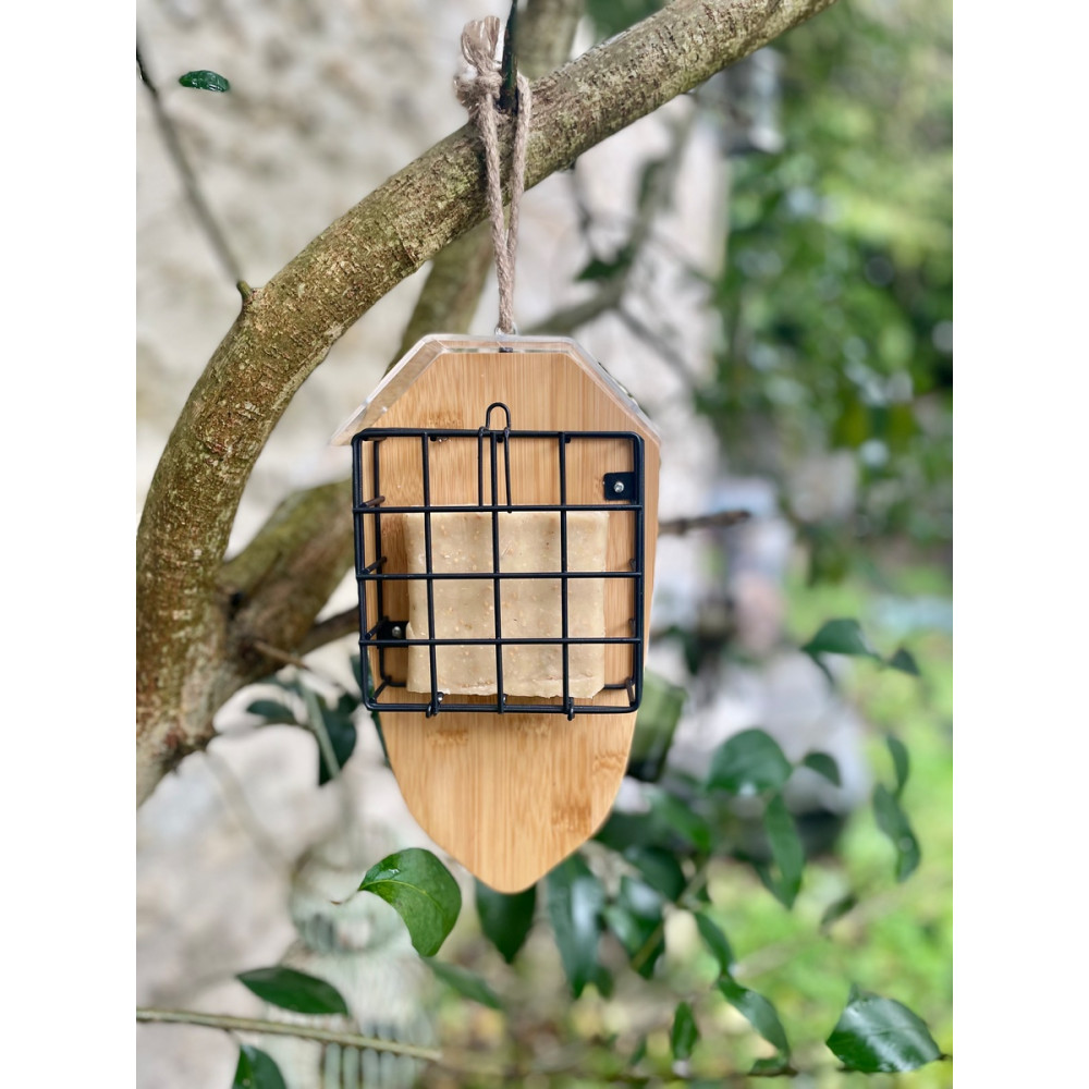 Support pour 2 pains de graisse bamboo pour oiseaux