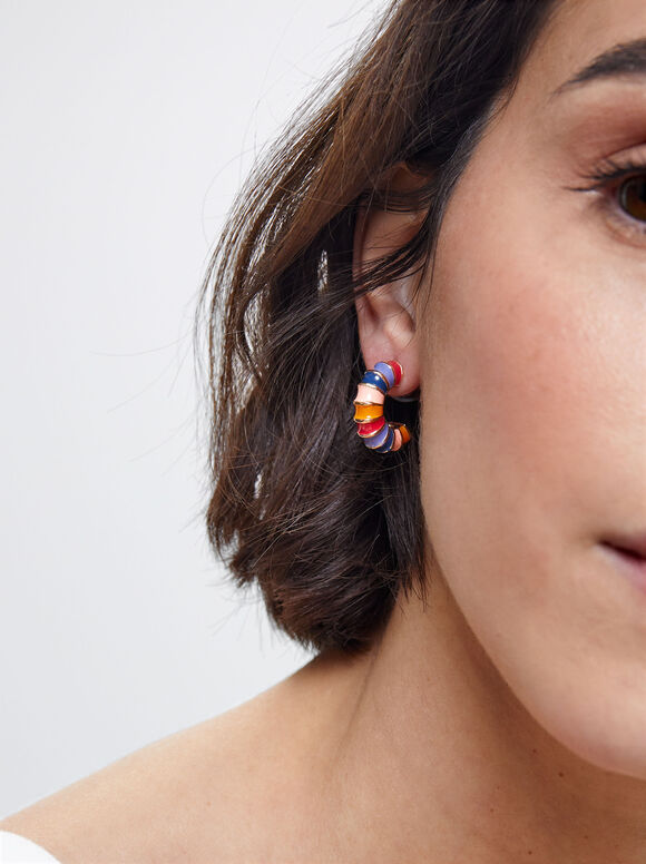 Brincos de argola esmaltados - Multicoloridos