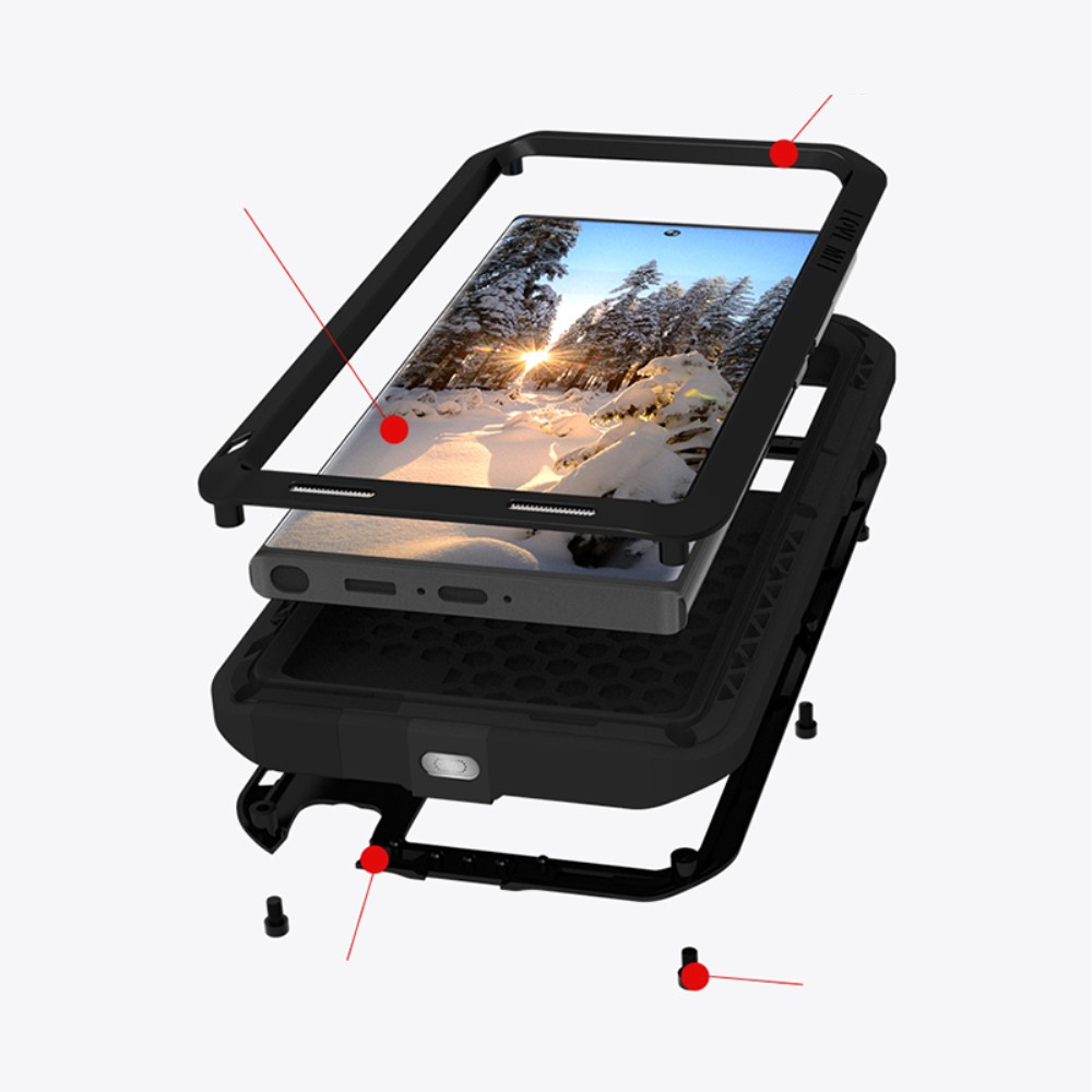 Samsung Galaxy S23 Ultra 5G Silikon Metall Outdoor Case - Schwarz