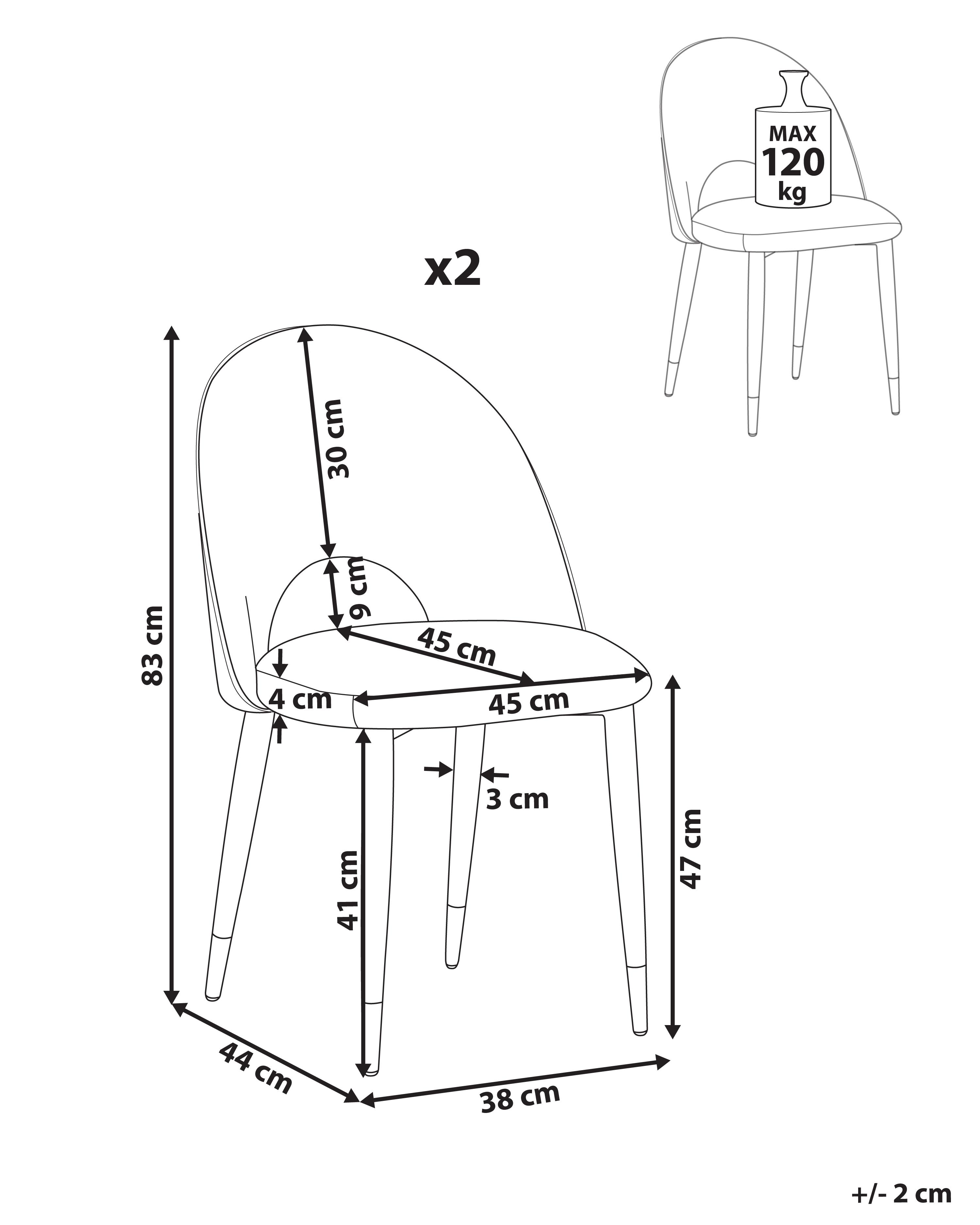 Set van 2 eetkamerstoelen MAGALIA Fluweel Grijs