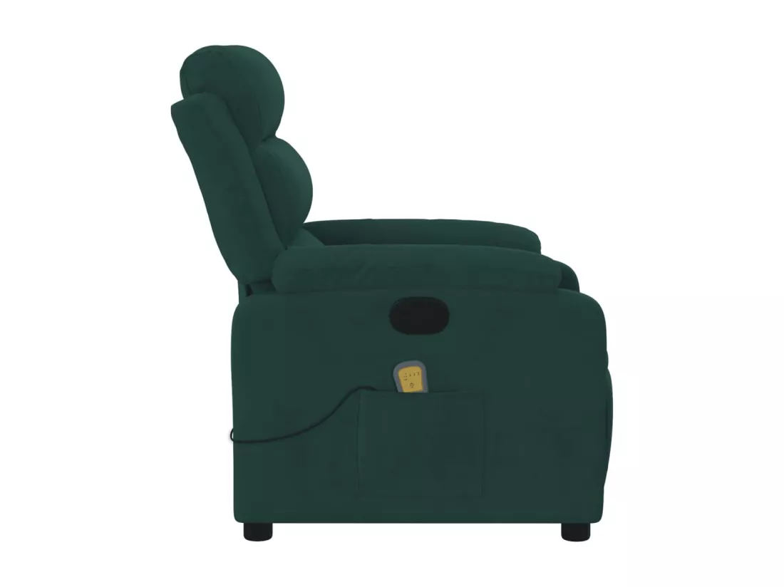 Fauteuil massant inclinable vert foncé velours