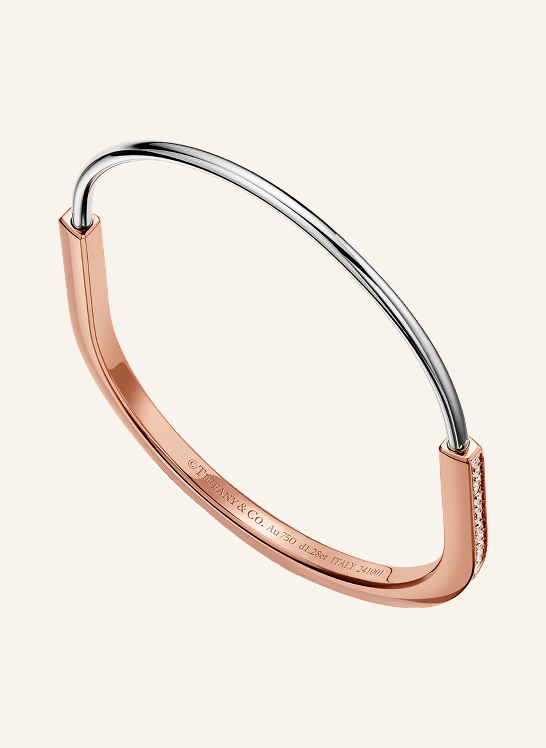 TIFFANY & Co. Tiffany Lock ARMREIF aus 18 Karat Rosé- und Weißgold mit Diamanten