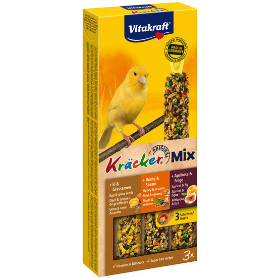 Friandise Kräcker au miel, fruits et œufs pour canaris - Lot de 3