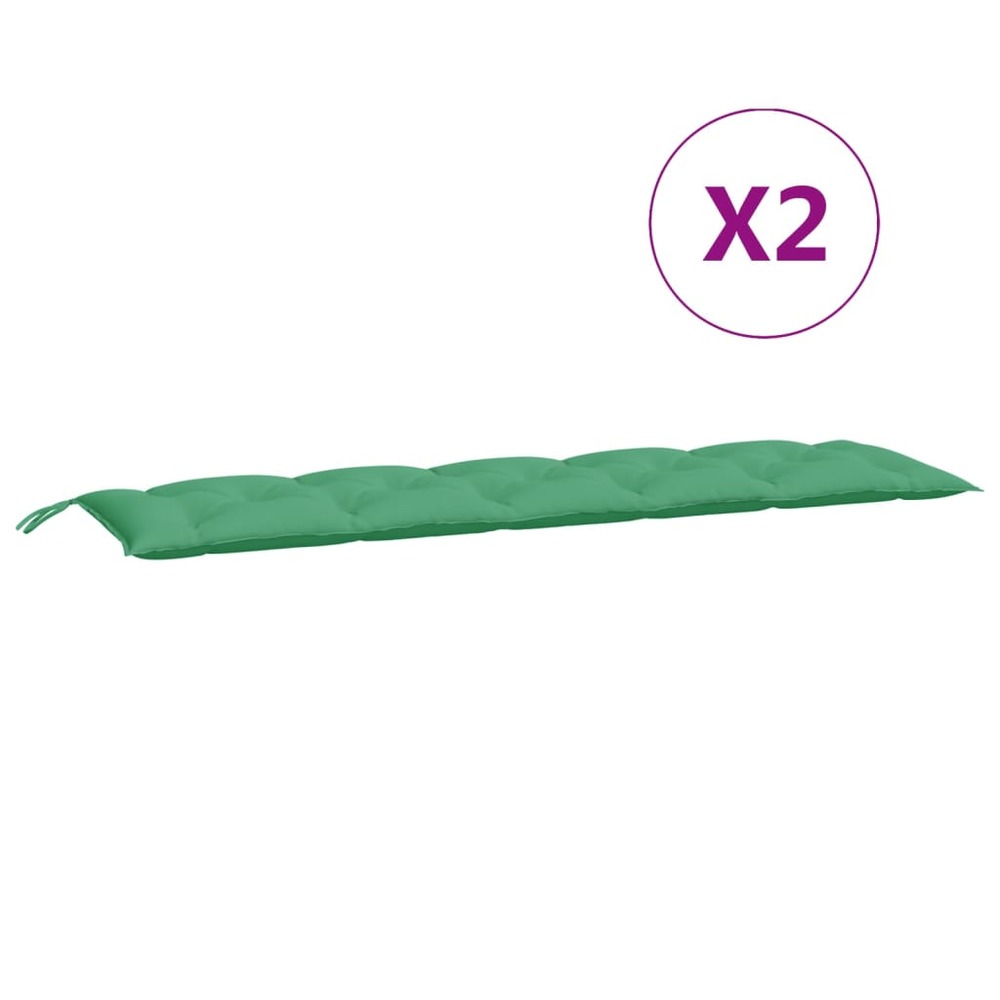 Coussins de banc de jardin 2 pcs vert 180x50x7 cm tissu oxford
