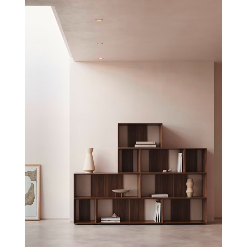 Lot de 9 étagères Litto modulables en placage de bois 202 x 114 cm