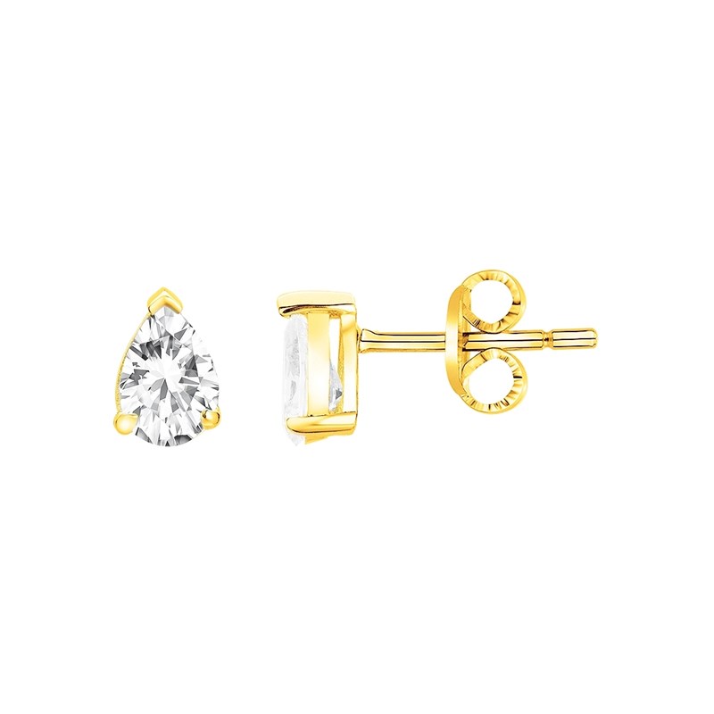 Boucles d'oreilles clous en Plaqué Or avec oxyde de zirconium blanc