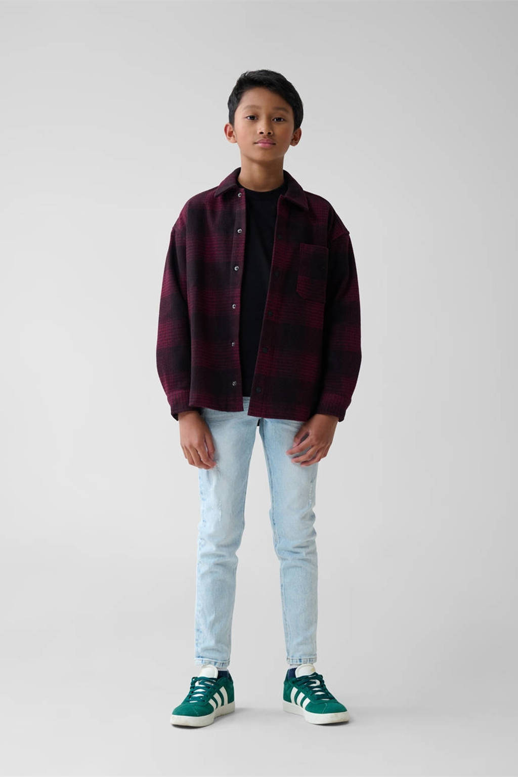 Shoeby geruit overhemd donkerrood/zwart