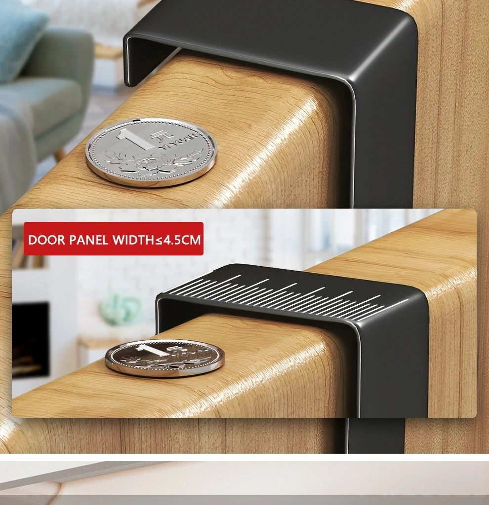 (320x105mm) Metall Tür Garderoben Leiste 5-facher Universal Kleiderhaken zum Einhängen - Schwarz