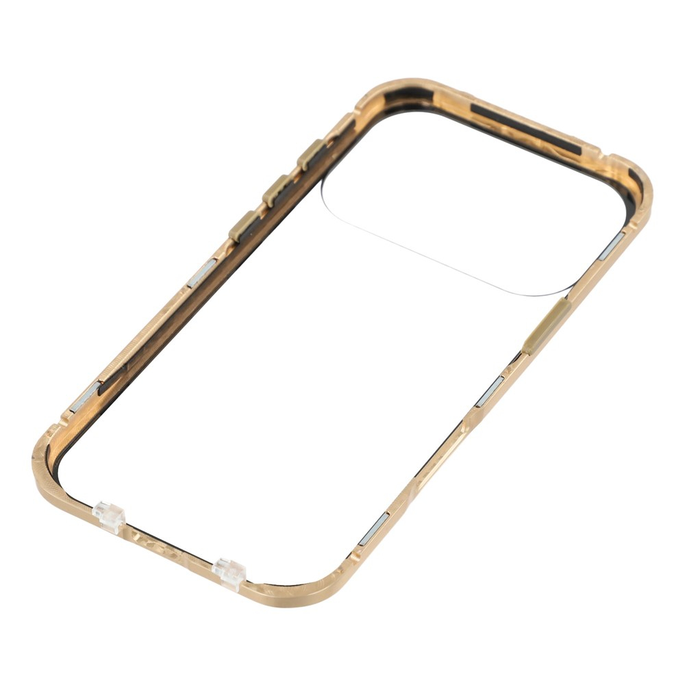 iPhone 17 Pro Magnetische Alu Schutzhülle mit Panzer Glas Backcover   Displayschutz (Magnet-Technologie) - Gold