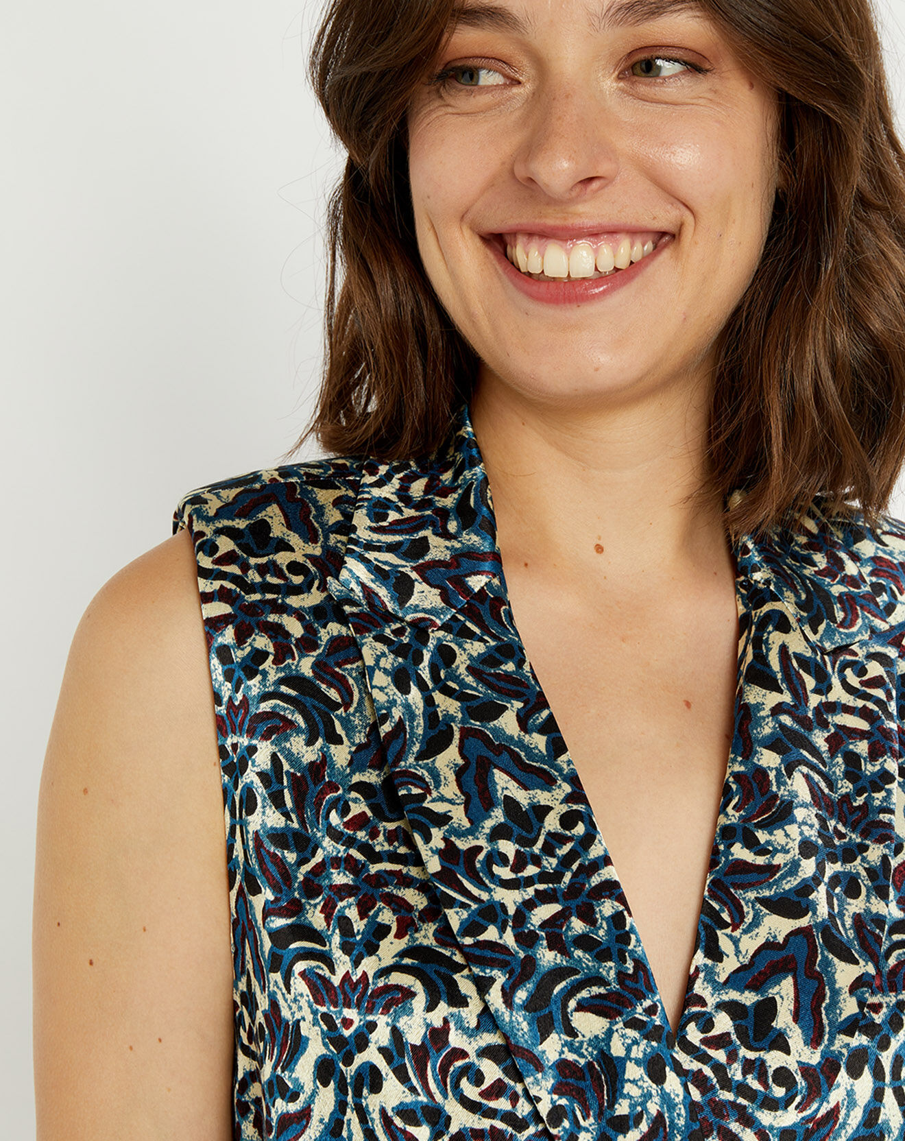 Lauren Vidal Veste Lou imprimée bleu/crème