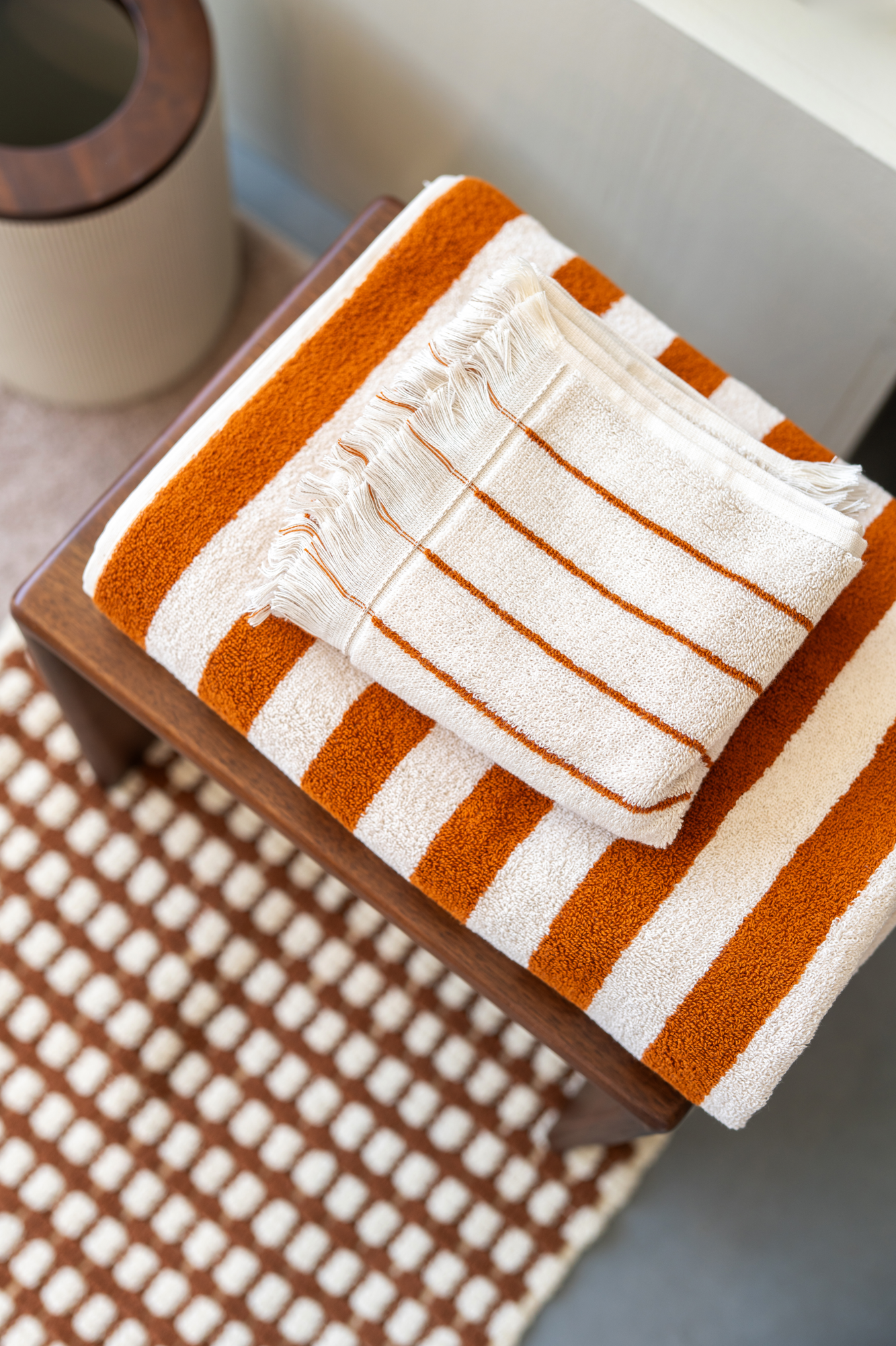 Gastendoek Ellis blush/red/white 30x50 cm - set van 6