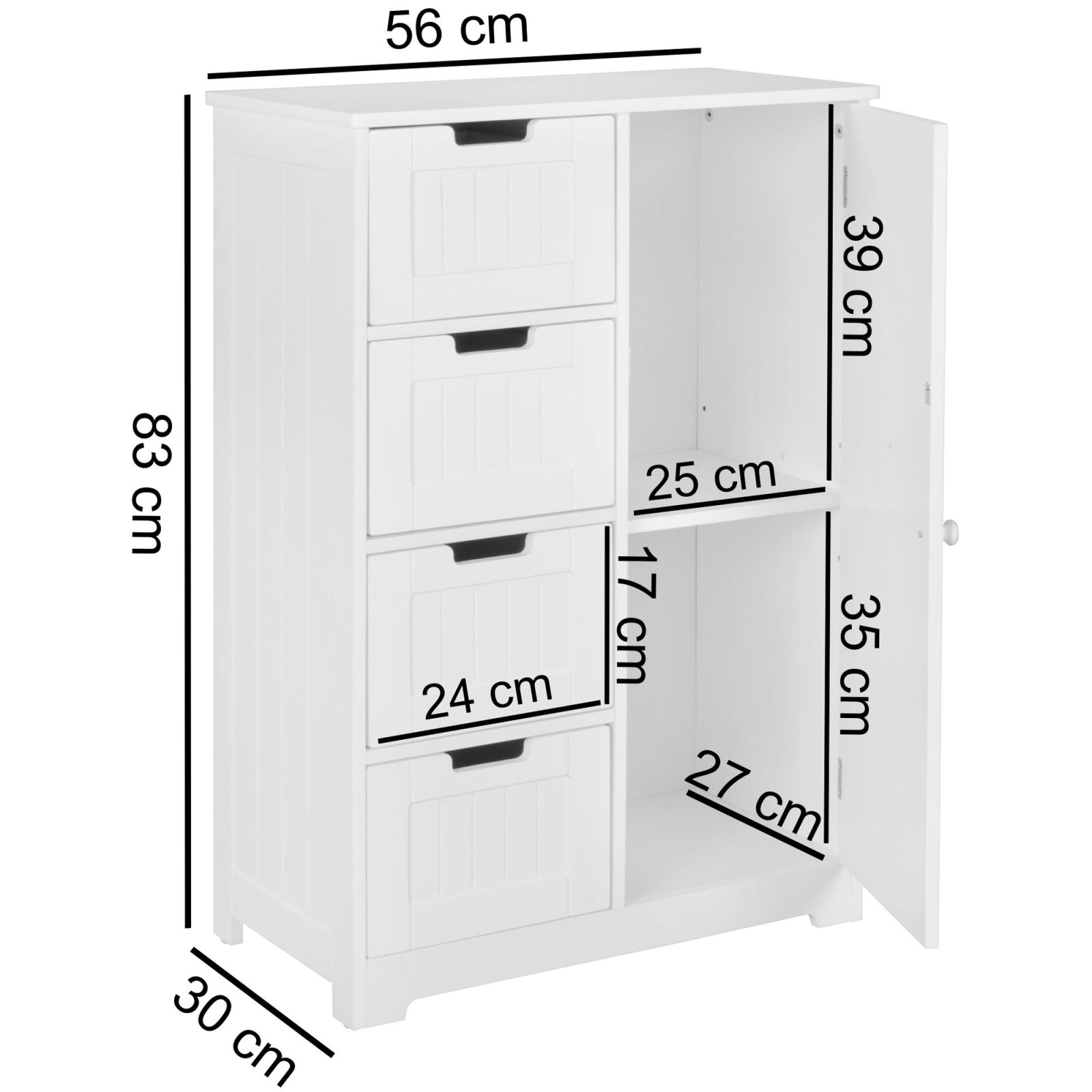 Badschrank - weiß - 56x83 cm