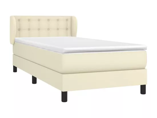Sommier tapissier avec matelas Crème 100x200cm Similicuir