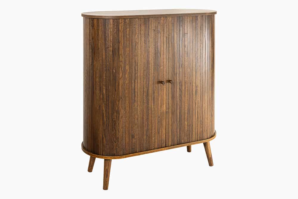 Retro Highboard VALHALLA WOOD 120cm smoke Eichenholz Schiebetüren