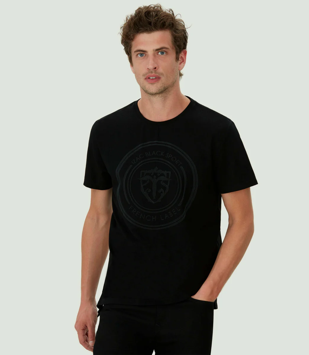 T-shirt imprimé blason noir 