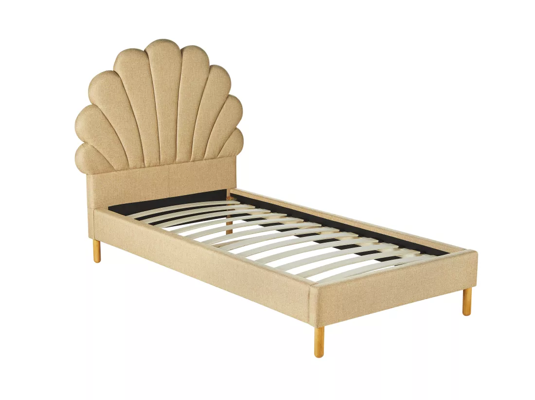 Lit coquillage 90 x 190 cm - Tissu - Beige - MOANA