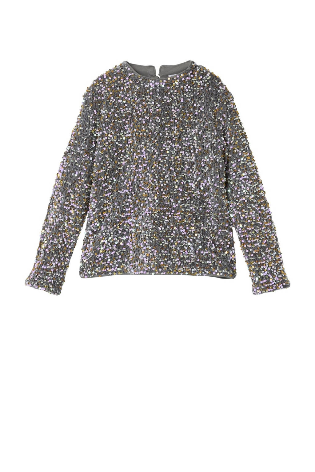 NAME IT top NKFRUNICA met all over print en pailletten grijs/lila/goud