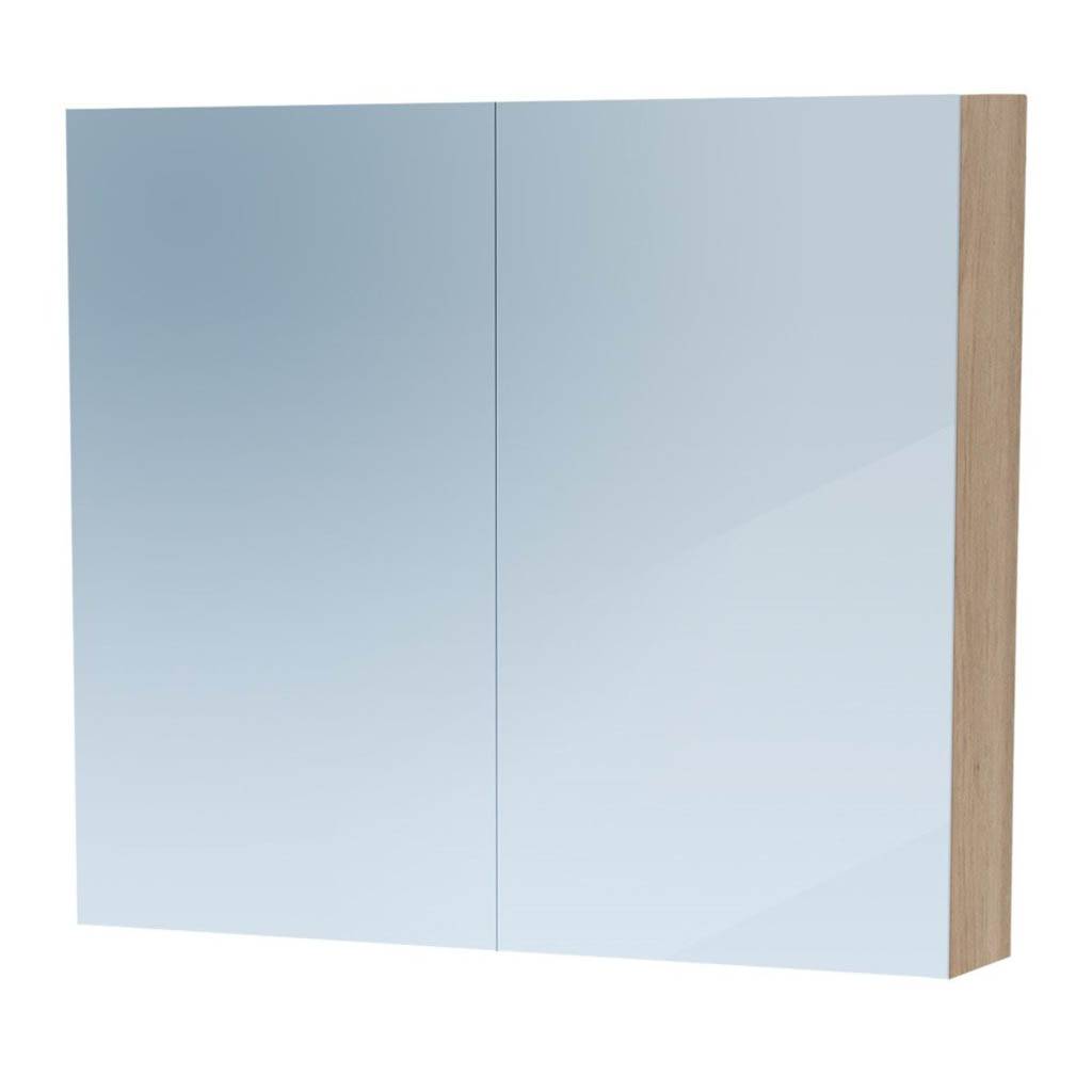 Brauer Impress Deluxe spiegelkast 80cm met 2 deuren en verlichting eiken licht