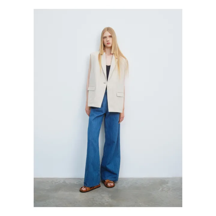 Pomandère Pantalon Denim Coton et Lin | Bleu