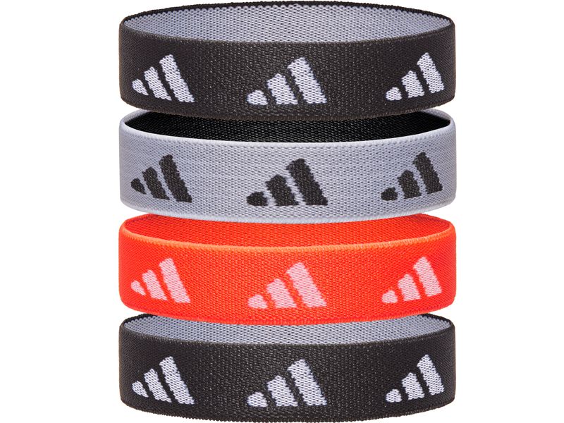 adidas Hair Ties Schwarz, Weiss, Solar Rot Packung mit 4 Bändern