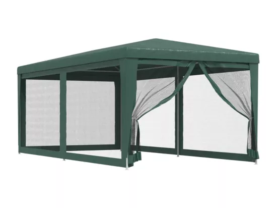 Tente de fête avec 4 parois latérales en maille Vert 3x6 m PEHD
