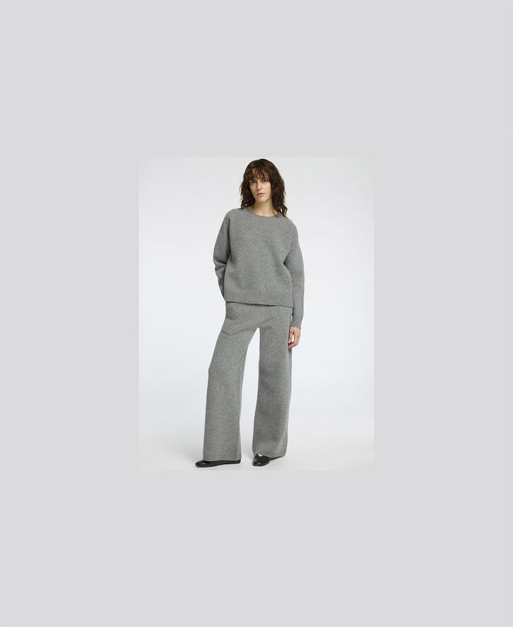 Selected Femme SLFNUKKI LS KNIT O-NECK Grå