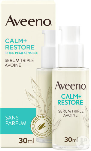 Aveeno Calm + Restore Sérum Triple Avoine Sans Parfum Peau Sensible Flacon Pompe 30ml