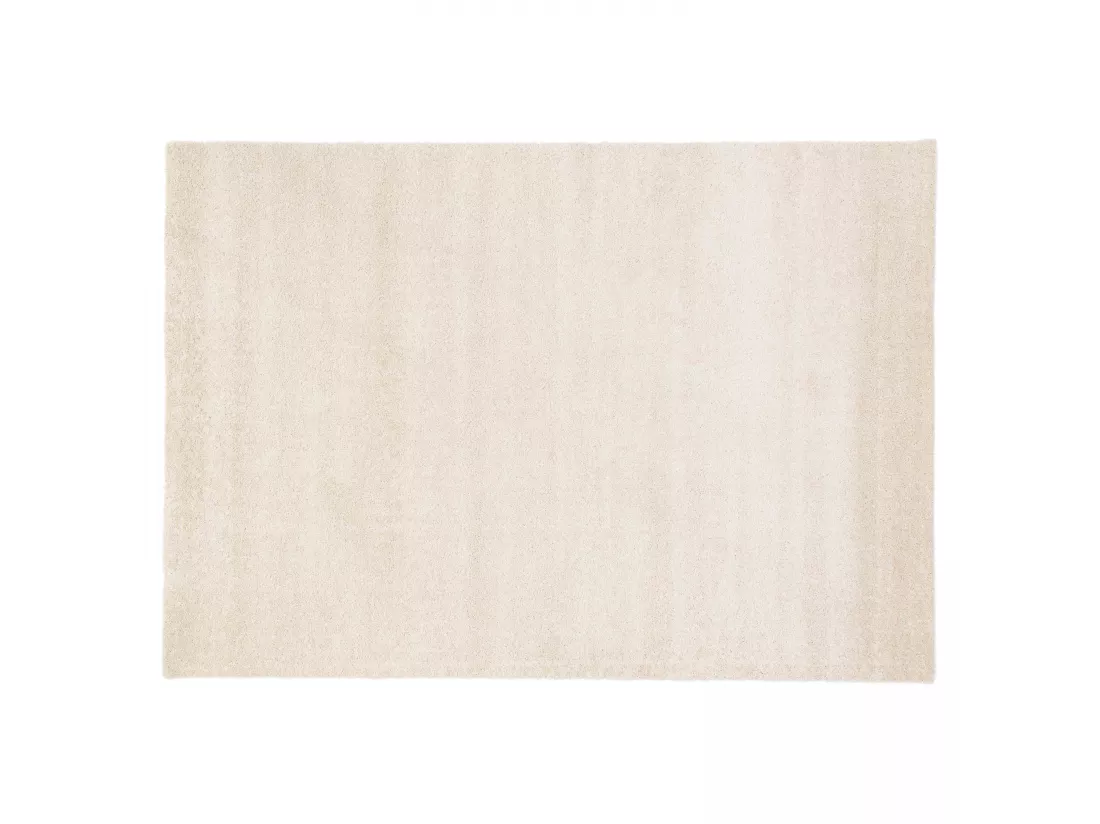 Tapis uni à poils longs en polypropylène 160 x 230 cm crème