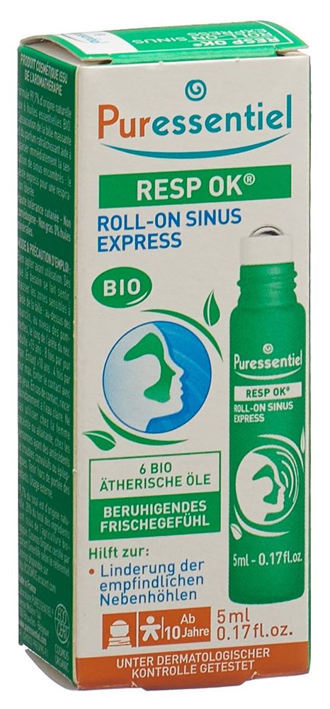 Puressentiel Atemwege Sinus Roll-on<br>5 ml, Roll-on, mit ätherischen Ölen Bio