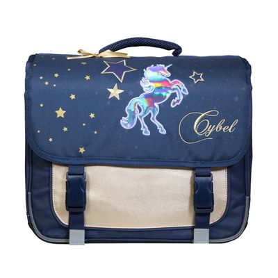 Cartable Cybel 38 cm - 2 compartiments - bleu marine et doré - Bagtrotter