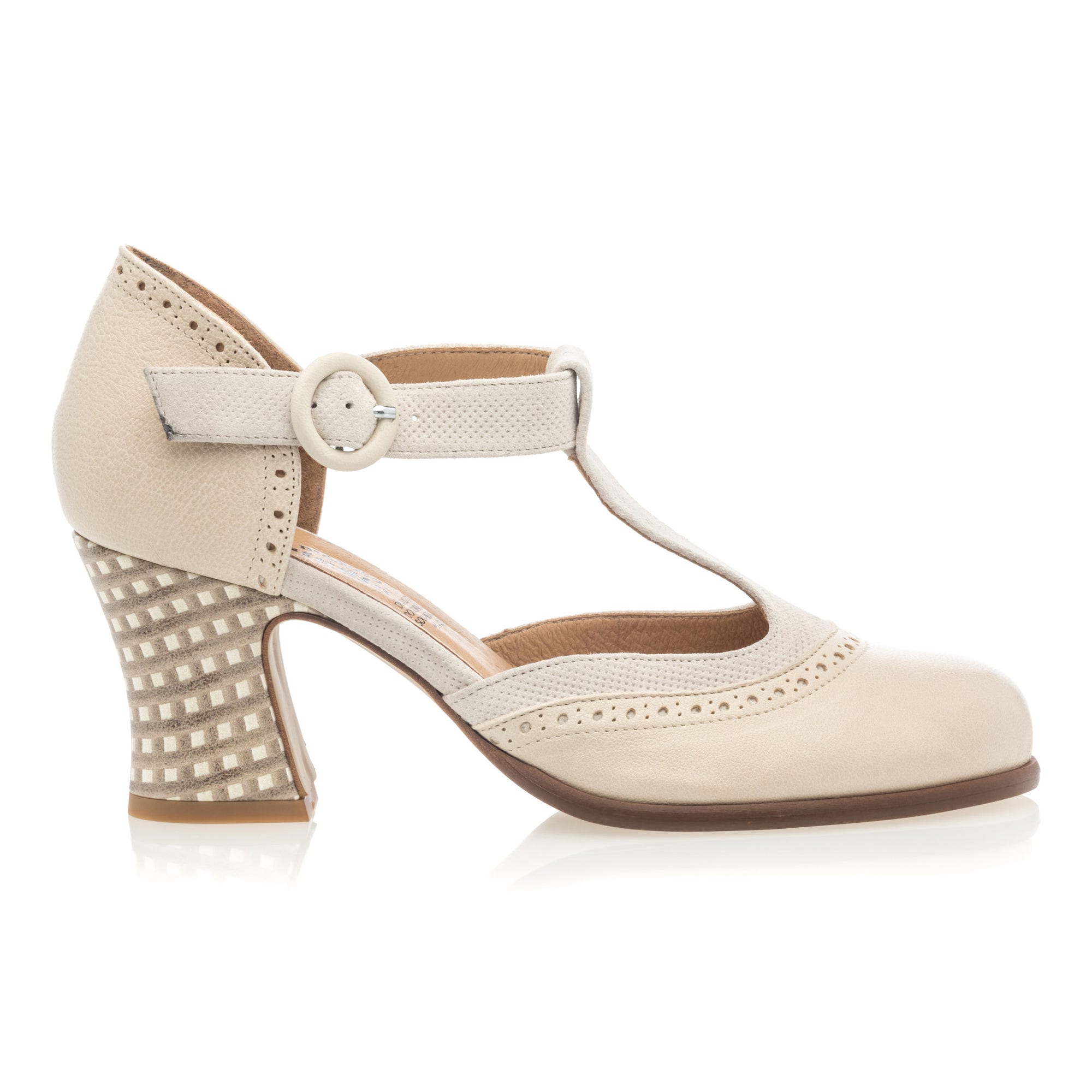 Escarpins quartiers ouverts à talon Femme en cuir beige