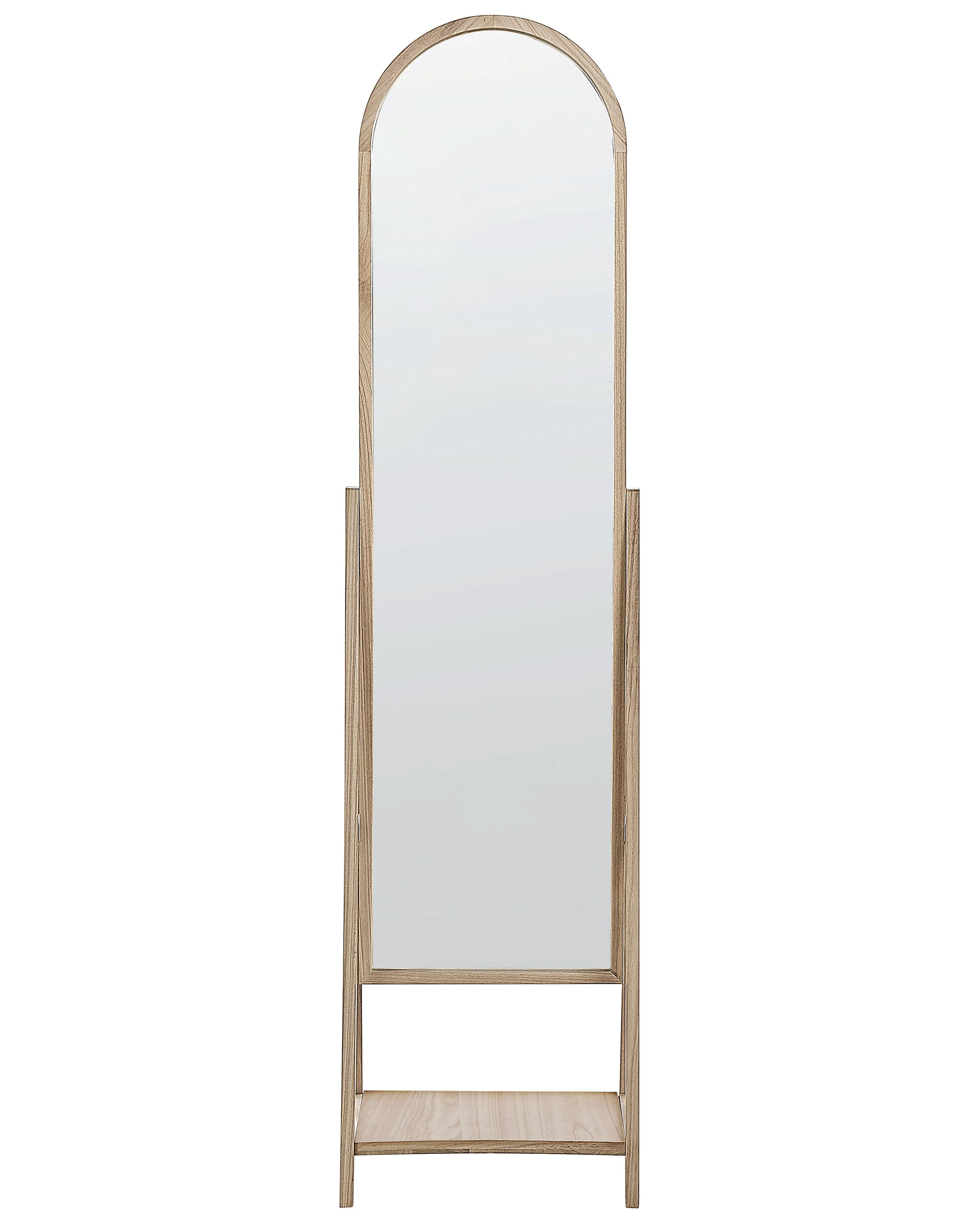 Staande spiegel met schap CHAMBERY 170 cm Paulowniahout Lichtbruin