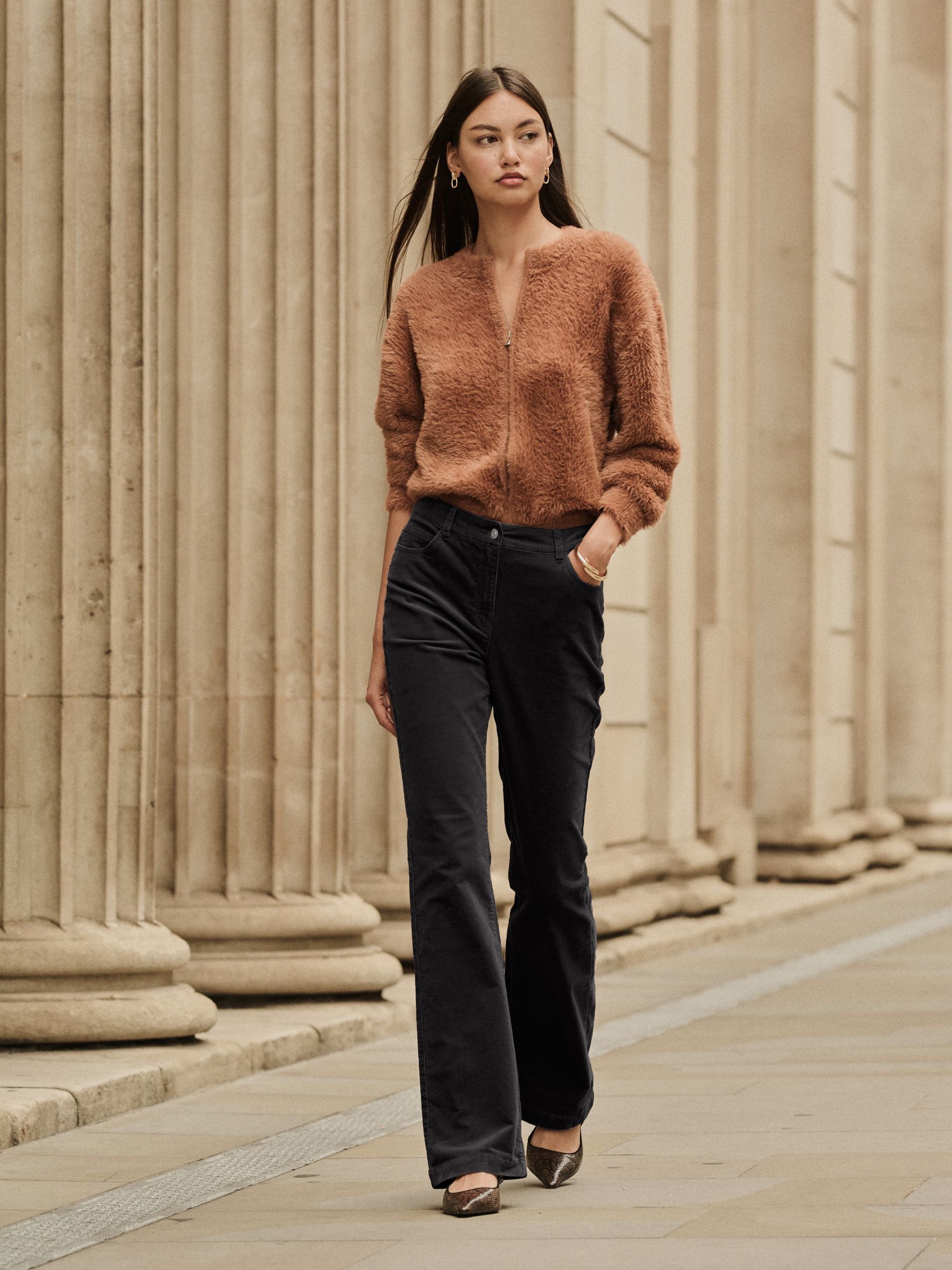 Zwart - Corduroy boot cut broek