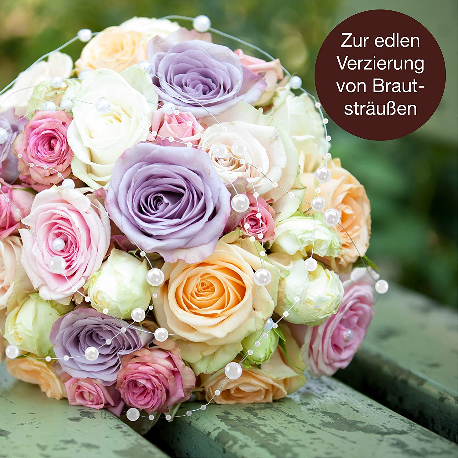 (30m) Perlen Kette Party Deko Girlande Bastel Zubehör für Hochzeit / Geburtstag - Weiss
