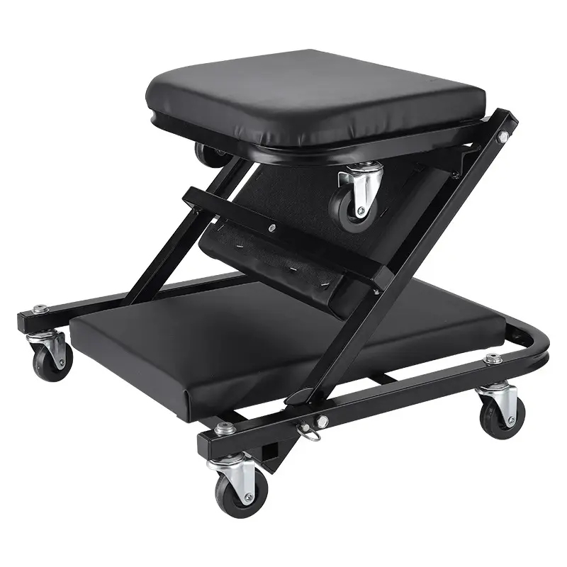 (91x42cm) 2in1 Auto Reparatur Roll Liege Faltbarer Rollsitz - Schwarz