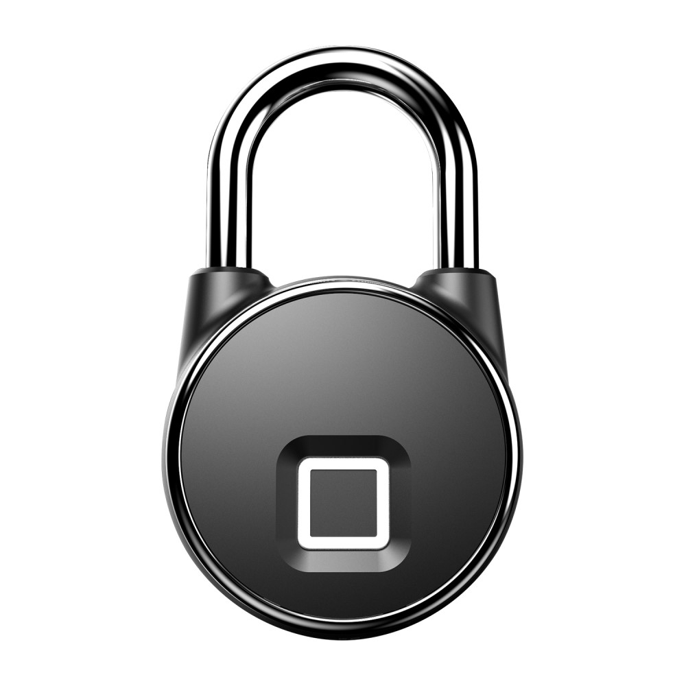 Fingerabdruck Bluetooth Vorhängeschloss für Schlüssellosen Betrieb mit Bügel (IP66) - Schwarz