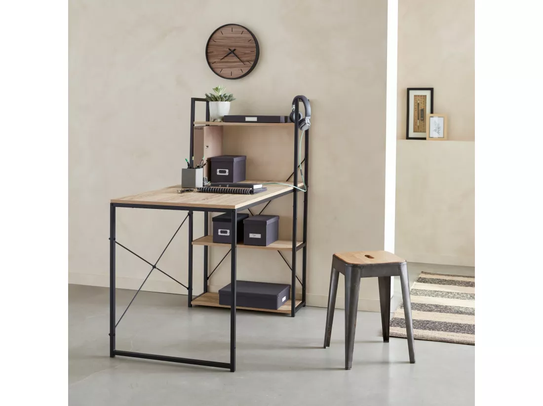 Bureau bibliothèque. Loft. 1 bureau. 3 étagères L 113 cm x l 60 cm x H 120 cm