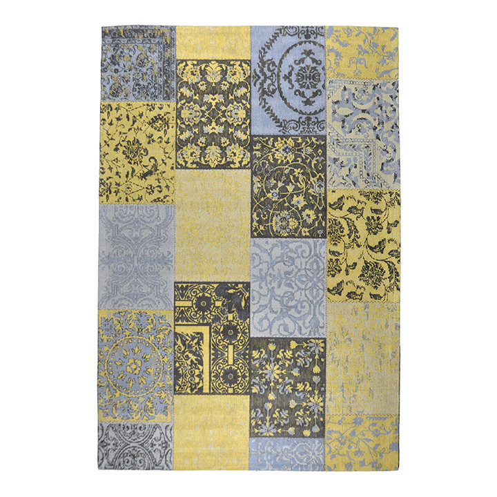 Patchwork vloerkleed - Delany Grijs/Geel | Kunstzinnig