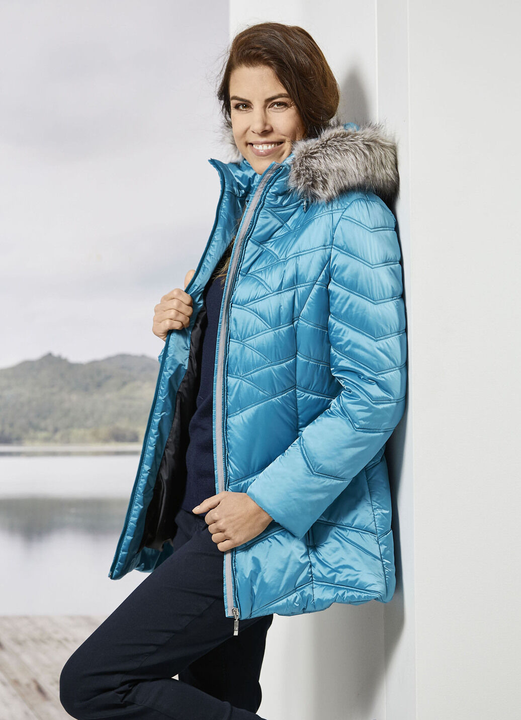 Jacke mit abnehmbarem Kunstpelz-Besatz