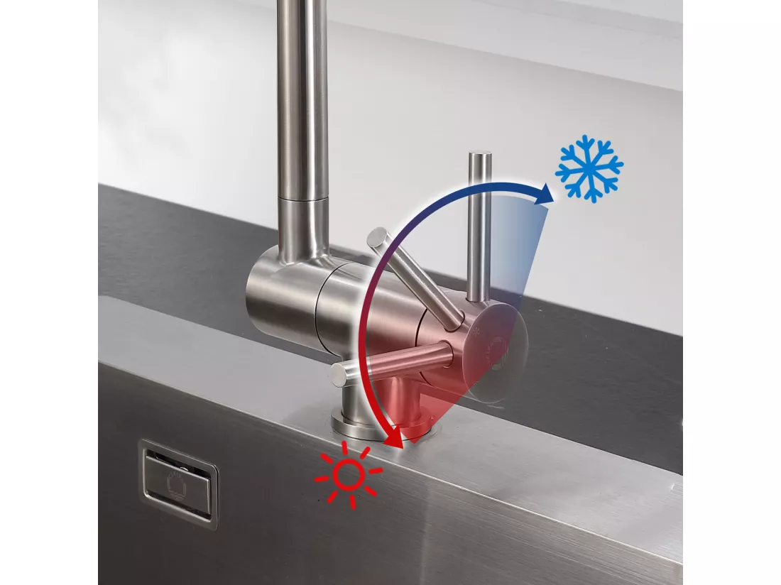 Cecipa max Mitigeur Evier Repliable en Inoxydable Brossé devant Fenêtre, Robinet Évier Robinet de Cuisine avec barboteur démotable,EU Modèle
