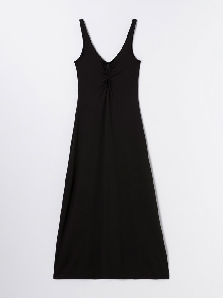 Vestido midi preto com alças