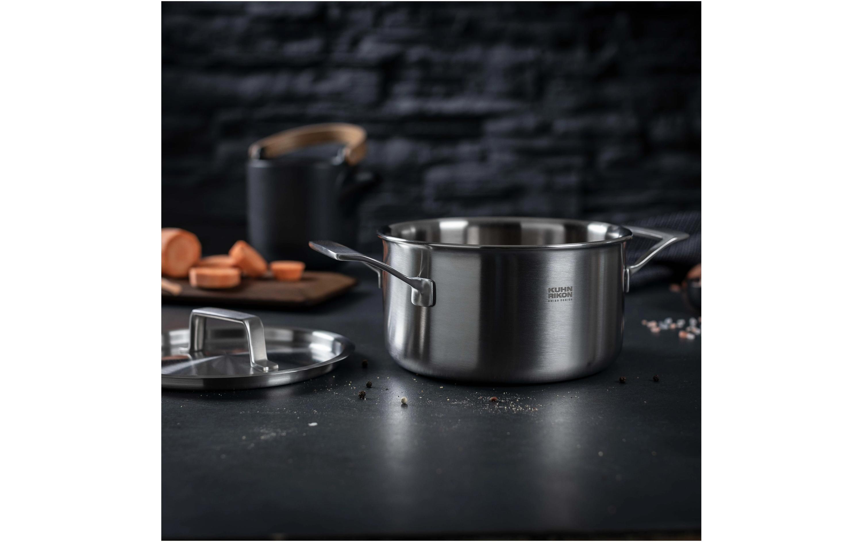 Kochtopf-Set Fiveply 3-teilig, Antihaft<br>Stielkasserolle, Kochtopf und Bratpfanne