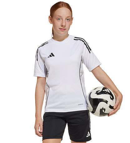 adidas Performance T-Shirt - Tiro25C - Weiß m. Schwarz/Grau