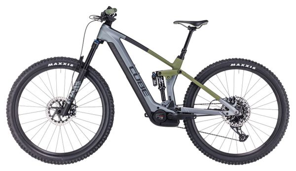 VTT Électrique Tout-Suspendu Cube Stereo Hybrid 140 HPC TM 750 Sram GX Eagle 12V 750 Wh 29'' Gris Flash Vert Olive 2024